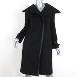 Max Mara Coat Black Leather-Trim Camel Hair Size 38 US 4 Belted Jacket available at CelebrityOwned.com img_2
