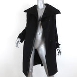 Max Mara Coat Black Leather-Trim Camel Hair Size 38 US 4 Belted Jacket available at CelebrityOwned.com img_3