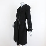 Max Mara Coat Black Leather-Trim Camel Hair Size 38 US 4 Belted Jacket available at CelebrityOwned.com img_4