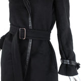 Max Mara Coat Black Leather-Trim Camel Hair Size 38 US 4 Belted Jacket available at CelebrityOwned.com img_5