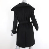 Max Mara Coat Black Leather-Trim Camel Hair Size 38 US 4 Belted Jacket available at CelebrityOwned.com img_8