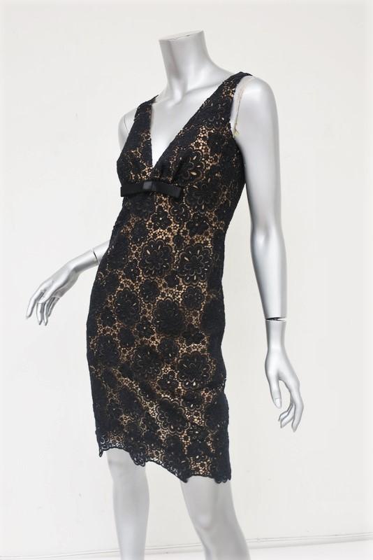 Michael Kors Collection Dress Black Crochet Lace Size 4 Sleeveless V-Neck Mini available at CelebrityOwned.com img_4