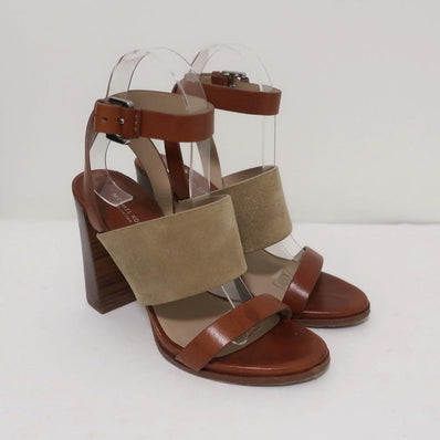 Michael Kors Collection Sandals Rigby Brown Leather & Beige Suede Size 37 available at CelebrityOwned.com img_1