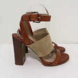 Michael Kors Collection Sandals Rigby Brown Leather & Beige Suede Size 37 available at CelebrityOwned.com img_3