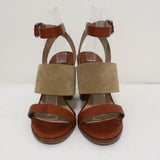 Michael Kors Collection Sandals Rigby Brown Leather & Beige Suede Size 37 available at CelebrityOwned.com img_4