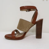 Michael Kors Collection Sandals Rigby Brown Leather & Beige Suede Size 37 available at CelebrityOwned.com img_7