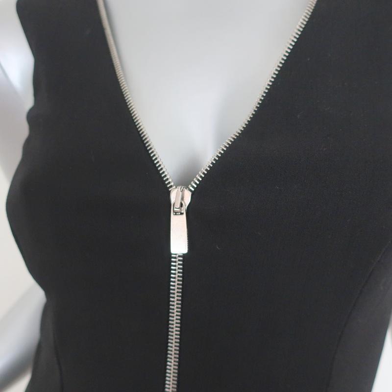 Michael Kors Collection Zip-Front Dress Black Stretch Wool Crepe Size 2-img_[image_position} from CelebrityOwned.com