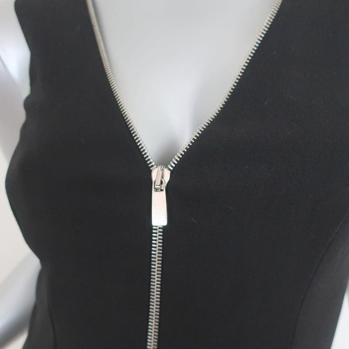 Michael Kors Collection Zip-Front Dress Black Stretch Wool Crepe Size 2-img_[image_position} from CelebrityOwned.com