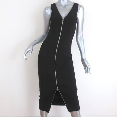 Michael Kors Collection Zip-Front Dress Black Stretch Wool Crepe Size 2-img_[image_position} from CelebrityOwned.com