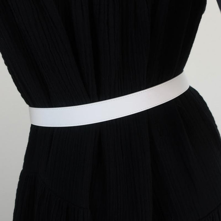 Michael Kors Double Ring Skinny Belt Optic White Leather Size Small NEW available at CelebrityOwned.com img_5