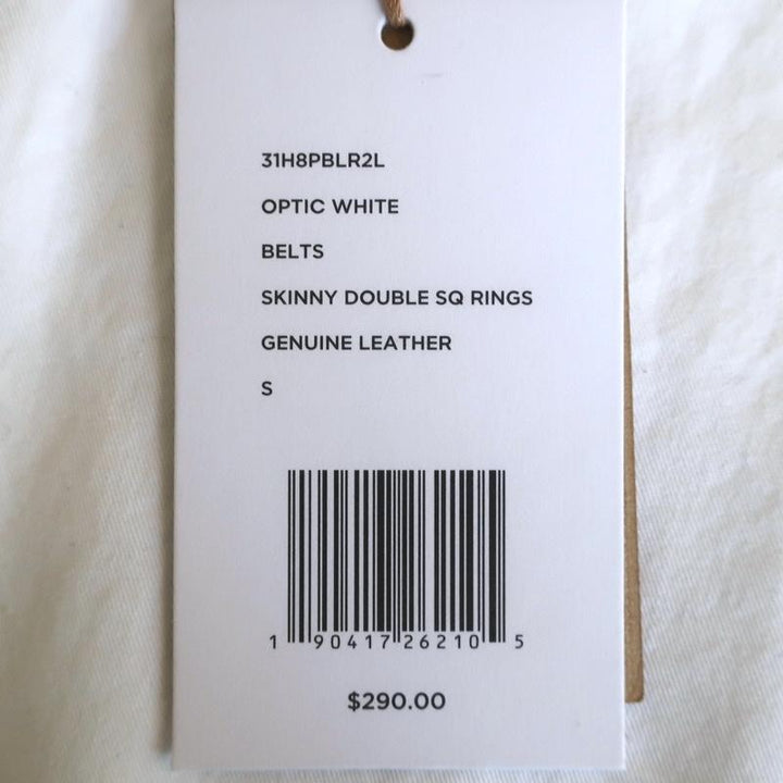Michael Kors Double Ring Skinny Belt Optic White Leather Size Small NEW available at CelebrityOwned.com img_7