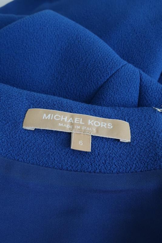 Michael Kors Shift Dress Royal Blue Stretch Wool Crepe Size 6 Short Sleeve available at CelebrityOwned.com img_6