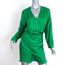 Michelle Mason Asymmetric Wrap Dress Green Striped Silk Size 4 Long Sleeve NEW