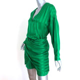 Michelle Mason Asymmetric Wrap Dress Green Striped Silk Size 4 Long Sleeve NEW available at CelebrityOwned.com img_2