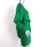 Michelle Mason Asymmetric Wrap Dress Green Striped Silk Size 4 Long Sleeve NEW available at CelebrityOwned.com img_3