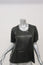 Michelle Mason Leather-Front Tee Black Size 4 Short Sleeve Top