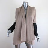 Michelle Mason Leather Sleeve Jacket Beige Wool-Blend Size 2 Oversized Car Coat available at CelebrityOwned.com img_1