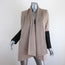 Michelle Mason Leather Sleeve Jacket Beige Wool-Blend Size 2 Oversized Car Coat