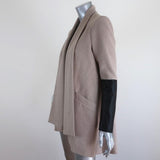 Michelle Mason Leather Sleeve Jacket Beige Wool-Blend Size 2 Oversized Car Coat available at CelebrityOwned.com img_4
