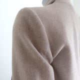 Michelle Mason Leather Sleeve Jacket Beige Wool-Blend Size 2 Oversized Car Coat available at CelebrityOwned.com img_5