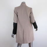 Michelle Mason Leather Sleeve Jacket Beige Wool-Blend Size 2 Oversized Car Coat available at CelebrityOwned.com img_7