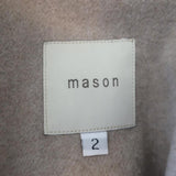 Michelle Mason Leather Sleeve Jacket Beige Wool-Blend Size 2 Oversized Car Coat available at CelebrityOwned.com img_8