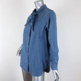 M.i.h Jeans Tie-Neck Shirt Booker Chambray Denim Size Medium Long Sleeve Top available at CelebrityOwned.com img_3