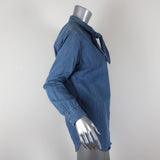 M.i.h Jeans Tie-Neck Shirt Booker Chambray Denim Size Medium Long Sleeve Top available at CelebrityOwned.com img_4
