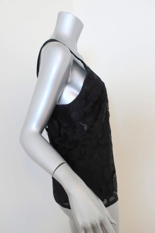 Milly Lace Tank Top Black Size 8 Sleeveless Blouse available at CelebrityOwned.com img_2