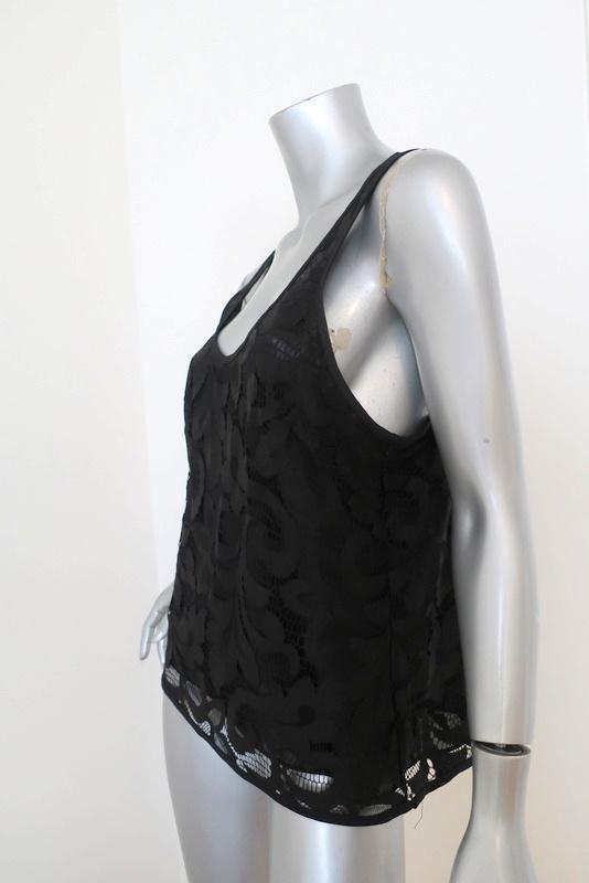Milly Lace Tank Top Black Size 8 Sleeveless Blouse available at CelebrityOwned.com img_3