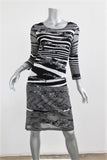 Missoni Dress Black & White Textured Stretch Silk Striped Knit Size 44 available at CelebrityOwned.com img_2