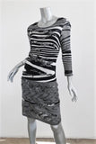 Missoni Dress Black & White Textured Stretch Silk Striped Knit Size 44 available at CelebrityOwned.com img_4