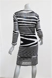 Missoni Dress Black & White Textured Stretch Silk Striped Knit Size 44 available at CelebrityOwned.com img_5