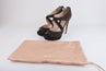 Miu Miu Crisscross Platform Sandals Brown/Black Two-Tone Suede Heel Size 38.5