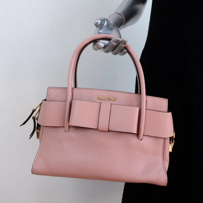 Miu Miu Madras Fiocco Bow Tote Pink Leather Small Crossbody Bag NEW available at CelebrityOwned.com img_1