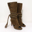 Monika Chiang Braided Chain Boots Armena Brown Suede Size 35 Open Toe Heel