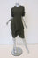 Morgane Le Fay Dress Olive Draped Silk Size Small Ruffle-Trim Short Sleeve