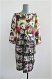 Moschino Cheap & Chic Dress Mixed Print Silk Twill Size US 4 Twist-Front Sheath available at CelebrityOwned.com img_1