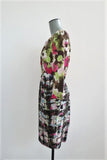 Moschino Cheap & Chic Dress Mixed Print Silk Twill Size US 4 Twist-Front Sheath available at CelebrityOwned.com img_2