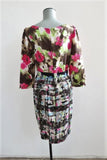 Moschino Cheap & Chic Dress Mixed Print Silk Twill Size US 4 Twist-Front Sheath available at CelebrityOwned.com img_4