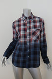 NSF Axel Plaid Button Down Shirt Blue/Red Dip Dye Size Petite Long Sleeve Top available at CelebrityOwned.com img_1