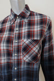 NSF Axel Plaid Button Down Shirt Blue/Red Dip Dye Size Petite Long Sleeve Top available at CelebrityOwned.com img_2