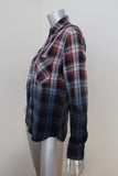 NSF Axel Plaid Button Down Shirt Blue/Red Dip Dye Size Petite Long Sleeve Top available at CelebrityOwned.com img_4