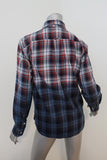 NSF Axel Plaid Button Down Shirt Blue/Red Dip Dye Size Petite Long Sleeve Top available at CelebrityOwned.com img_5
