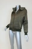 NSF Puffer Jacket Veda Olive Tech-Satin Size Petite Hooded Zip-Front available at CelebrityOwned.com img_2