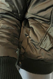 NSF Puffer Jacket Veda Olive Tech-Satin Size Petite Hooded Zip-Front available at CelebrityOwned.com img_4