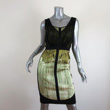 Narciso Rodriguez Dress Black/Green Mesh-Overlay Feather Print Satin Size 40 available at CelebrityOwned.com img_1