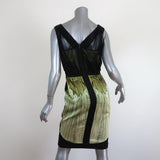 Narciso Rodriguez Dress Black/Green Mesh-Overlay Feather Print Satin Size 40 available at CelebrityOwned.com img_5