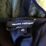 Narciso Rodriguez Dress Black/Green Mesh-Overlay Feather Print Satin Size 40 available at CelebrityOwned.com img_6