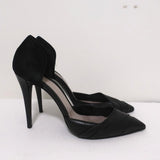 Narciso Rodriguez d'Orsay Pumps Black Leather & Suede Size 40 Pointed Toe Heel available at CelebrityOwned.com img_2